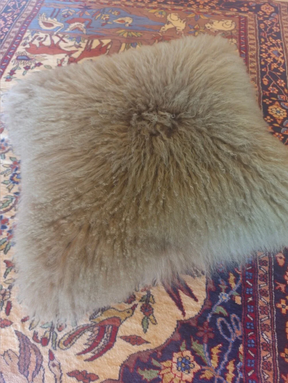 Z Gallery Large Ombre Mongolian Lamb Accent Pillow With Down Insert 25x25 NWT